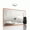 Aurora gold aluminum framed bathroom TV with Android preinstalled.