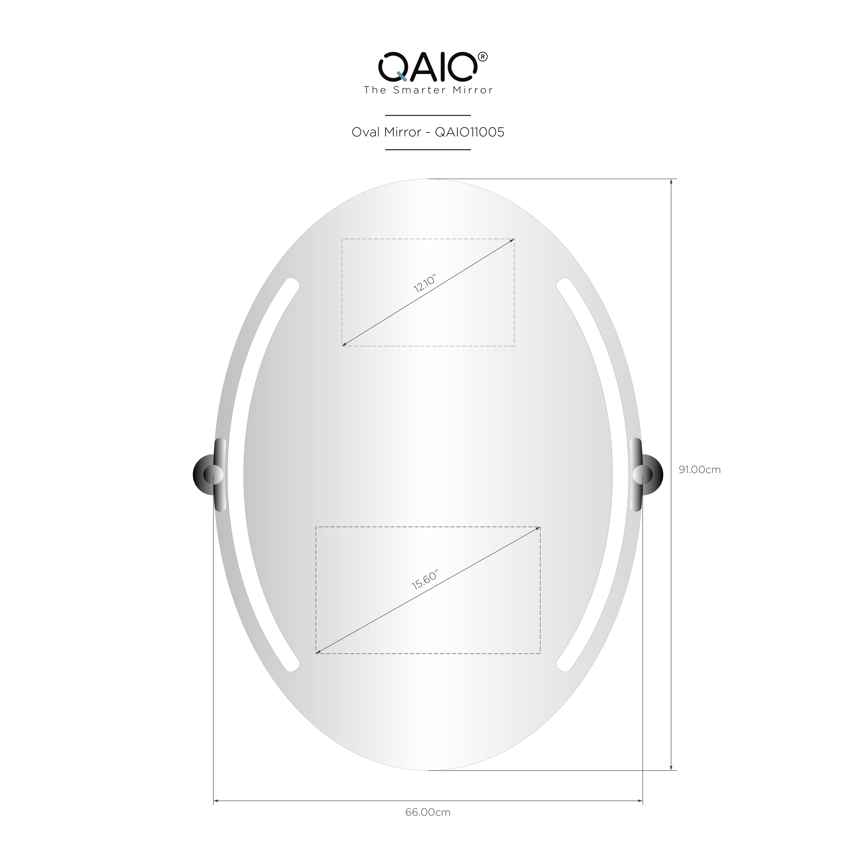 QAIO Oval  66cm width x 91cm height, with 15.6”  TV (QAIO11005)