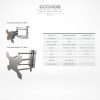 Specifications of a sturdy and rustproof swivel wall mount bracket.